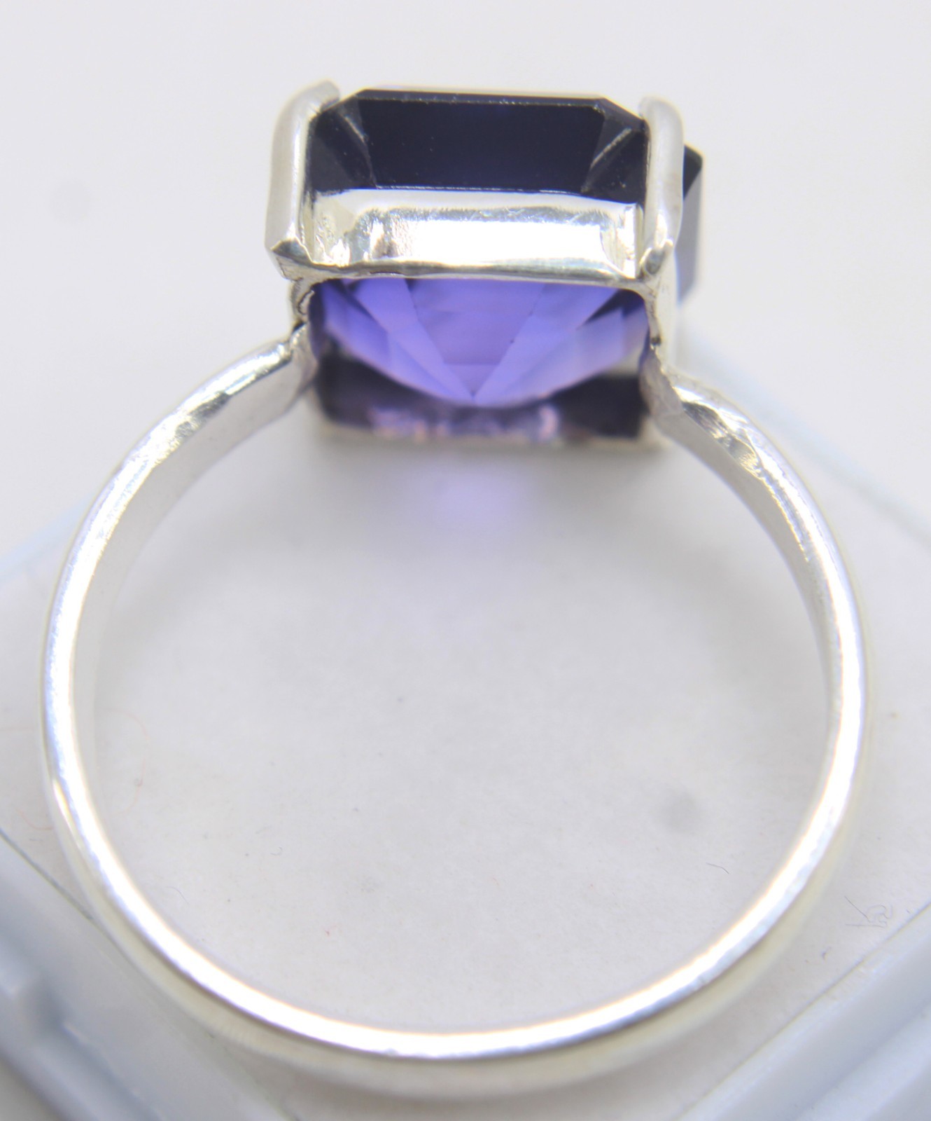 10+ Ct Natural Purple Blue Sapphire Asscher Cut Silver 925 Ring Gift For Her