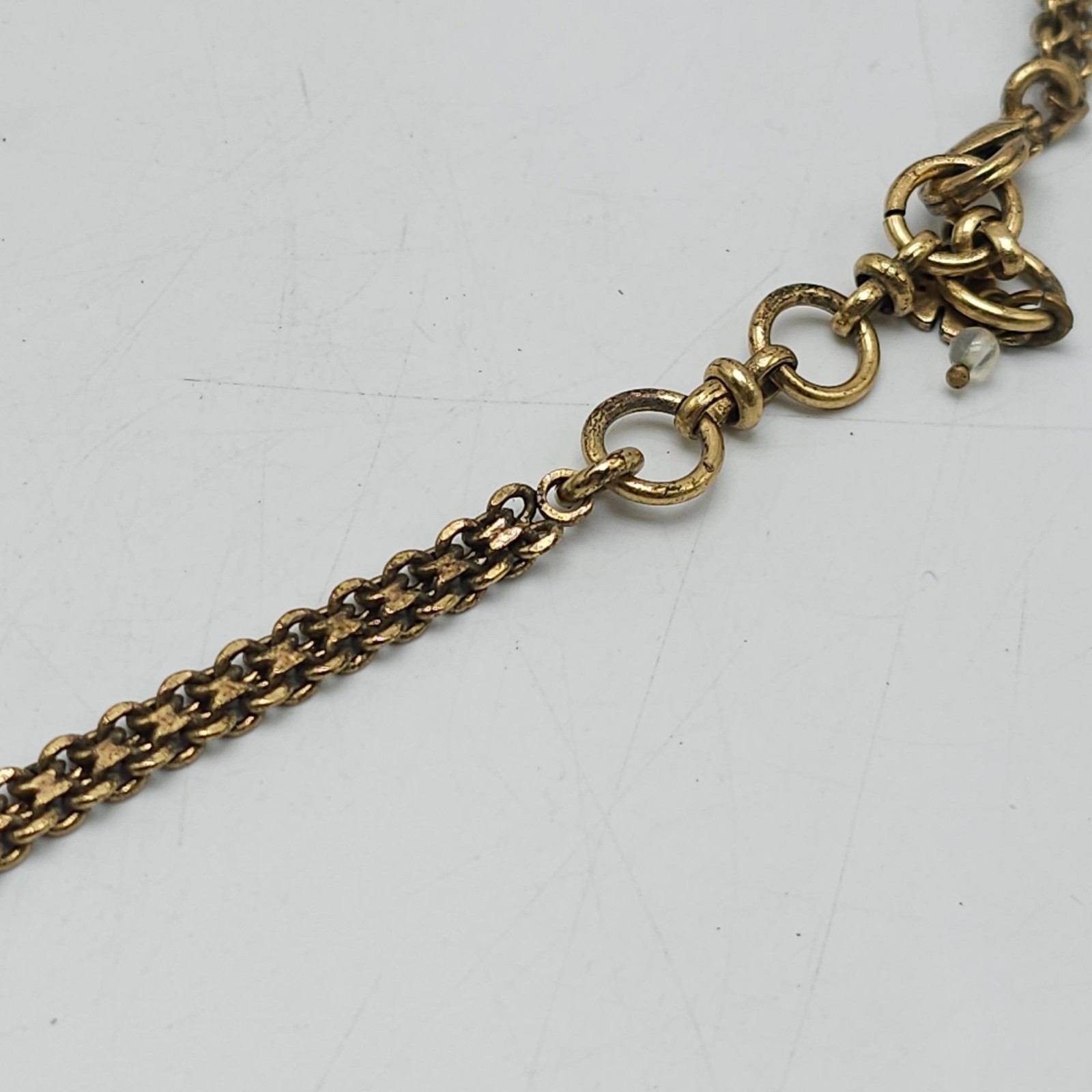 Green Beaded Statement Necklace With Gold Chain & Clover Charm By Lucky Brand