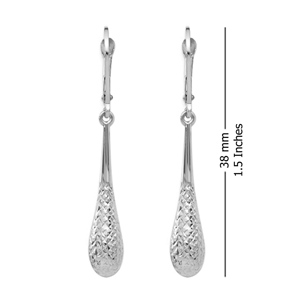 LeCalla 925 Sterling Silver Leverback Tear-Drop Dangle Earrings for Women 38 MM