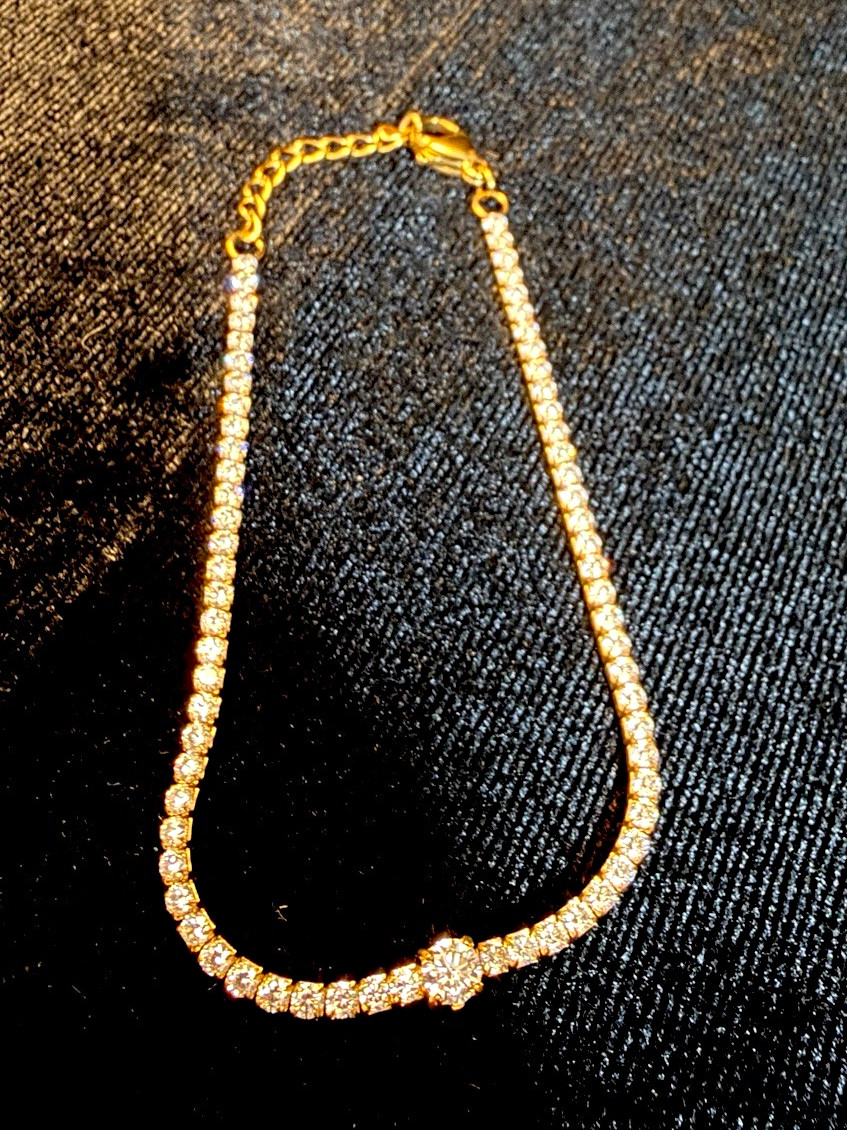 AAA CZ Tennis Bracelet 18k Gold Filled Adjustable Sliding Clasp 6.5-8 inches