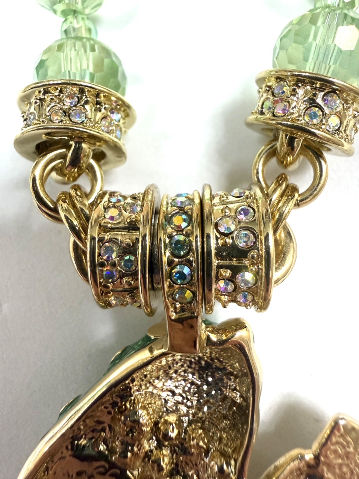 Kirks Folly Whimsical Frog Enhancer With Green Crystals And Magnetic Chain