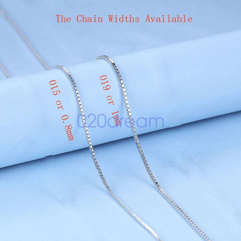 Real 925 Sterling Silver Necklace 0.8/1.0mm BOX Chain 14-26 Inch Stamped Italy
