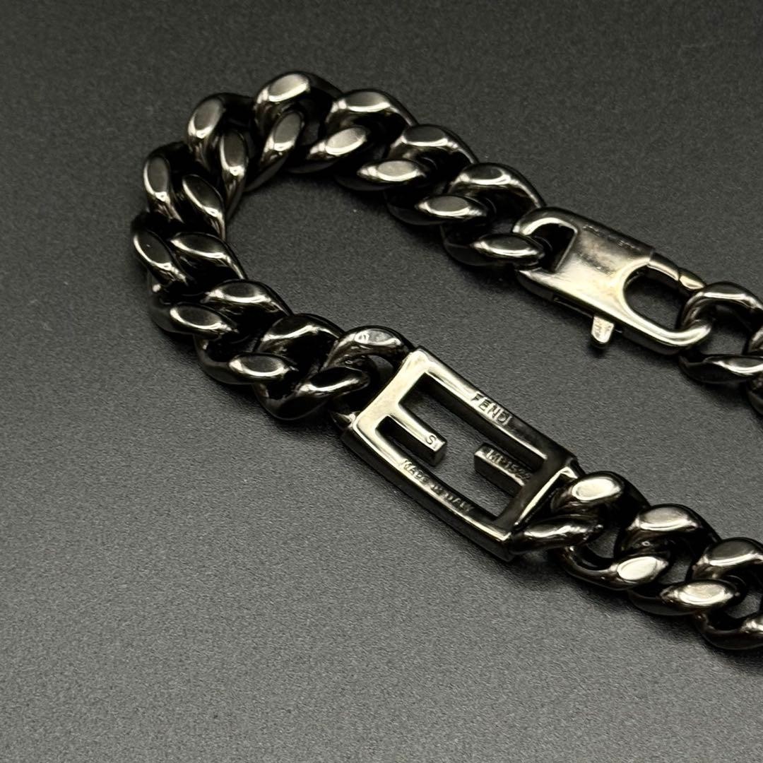 FENDI Bracelet Kihei Chain Baguette FF Logo Black Italy Authentic From Japan