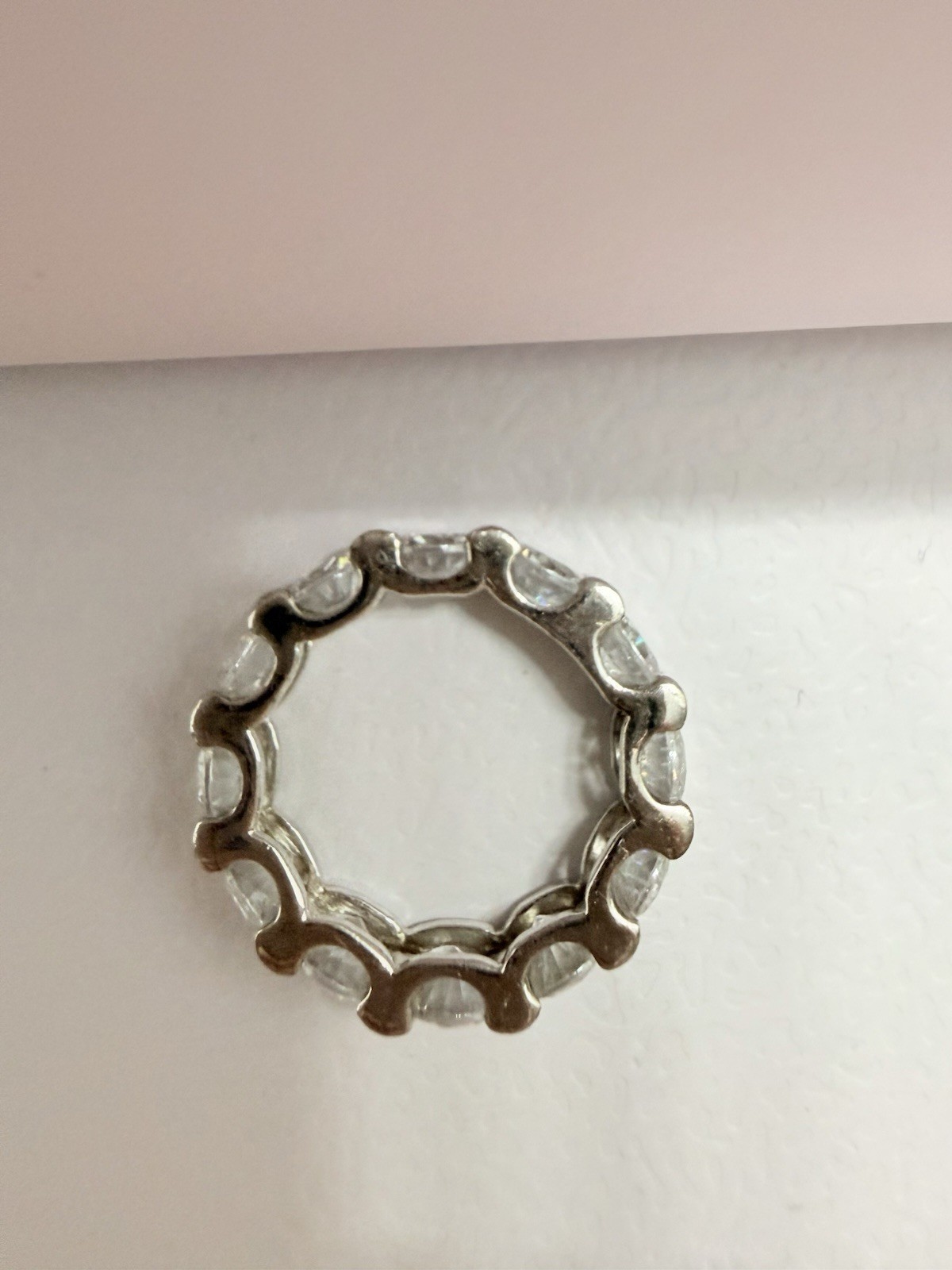 Eternity Band Suzy Levian 925 Sterling Silver Ring Round Cubic Zirconia Prong