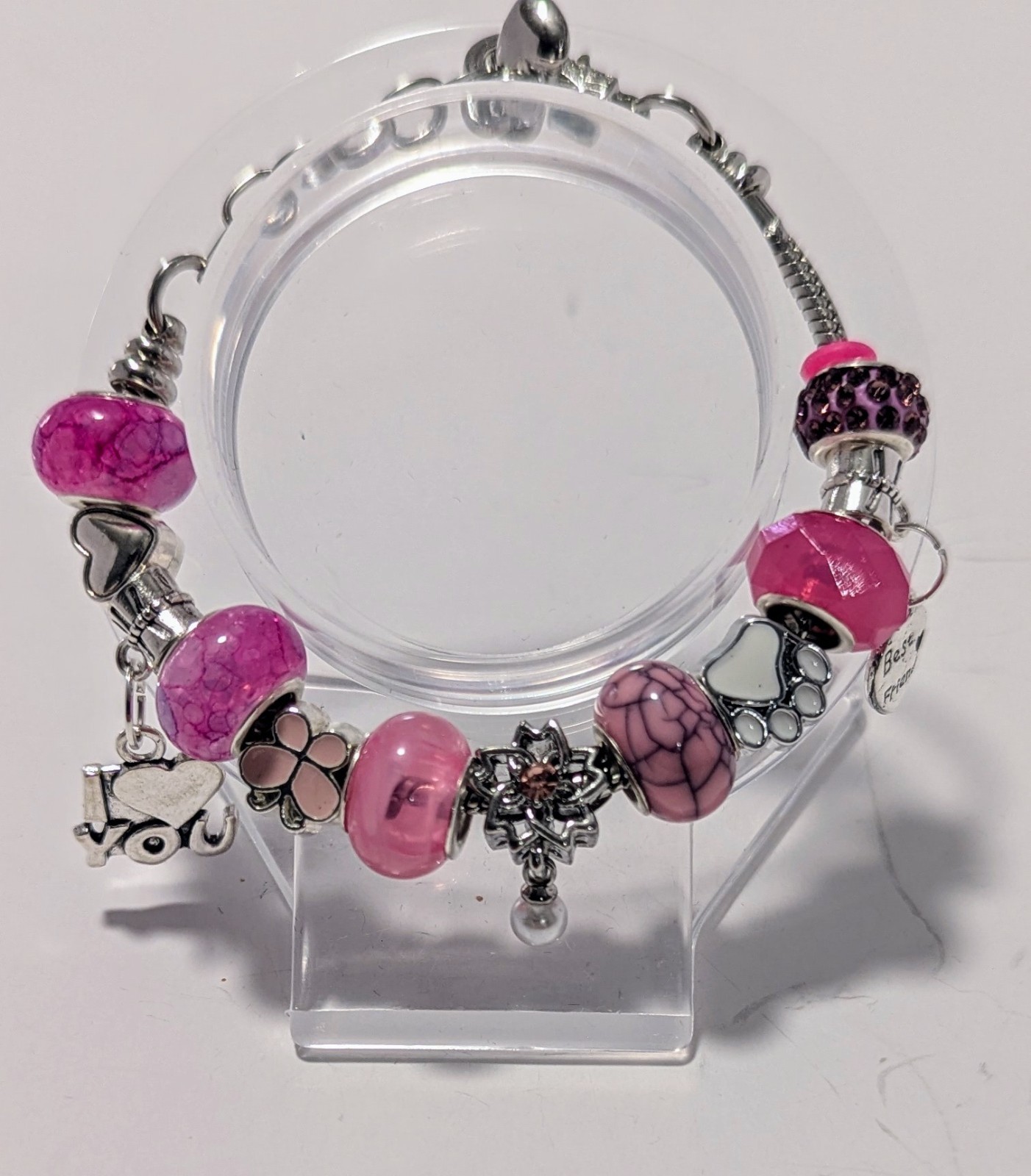 Customizable Silver Bracelets With Large Hole Beads & Charms. OOAK made To Order