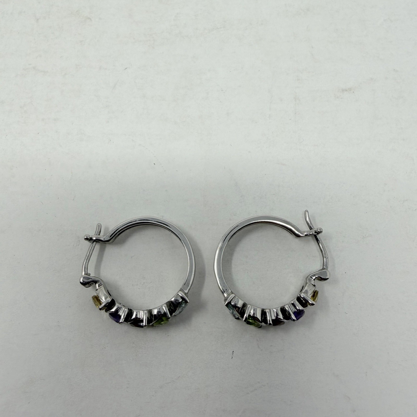 Shop LC Multi Gemstone Click Top Hoop Earrings in Stainless Steel 2.60 cts 5448