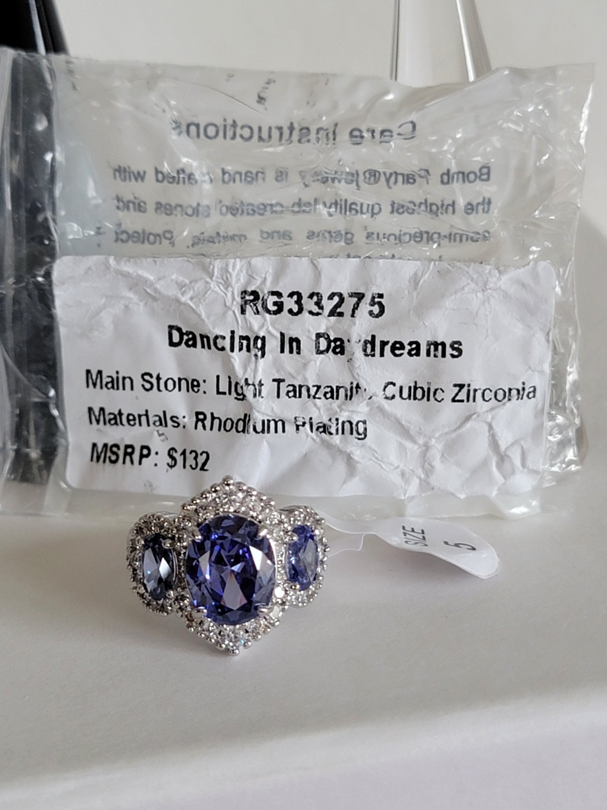 Bomb Party OG Size 5, Dancing In Daydreams, Purple- Blue CZ, Rhodium Plating