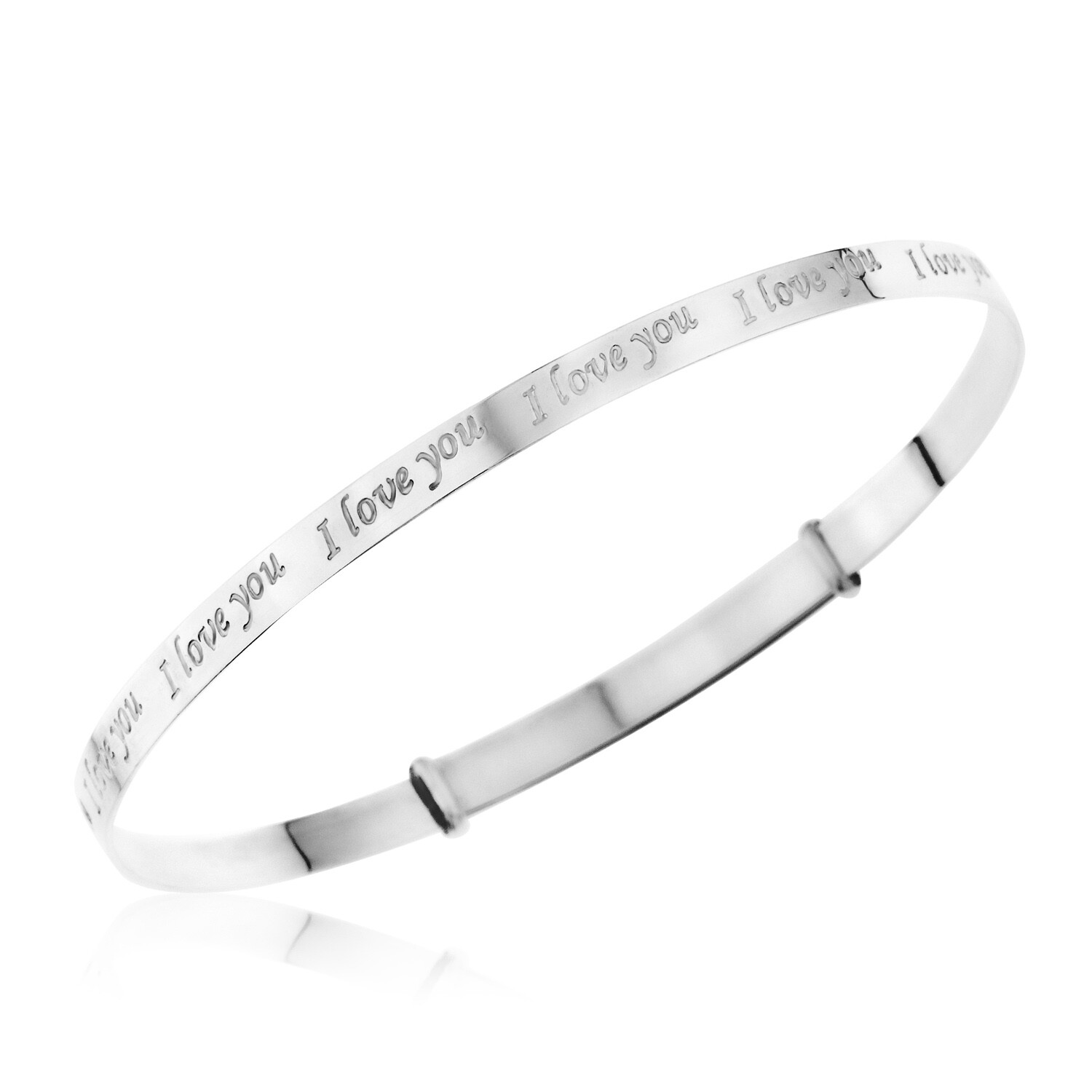 I LOVE YOU Anniversary Bangle Bracelets Silver adjustable adult large Gift Box