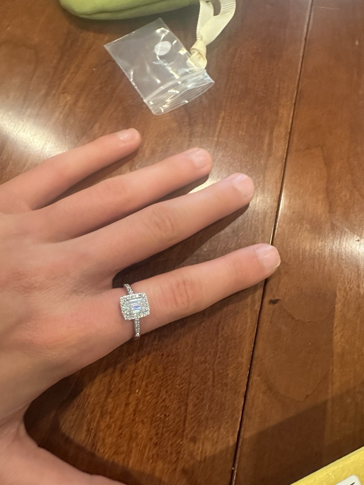 925 Silver Moissanite Square Silver Band Ring Size 8 With GRA Certificate