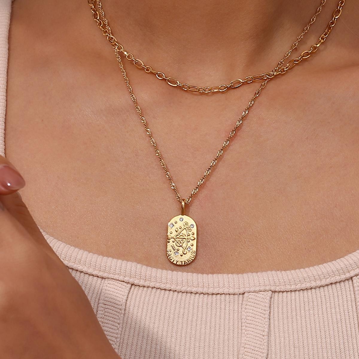 12 constellation necklaces, suitable for women and girls, vintage 18K gold