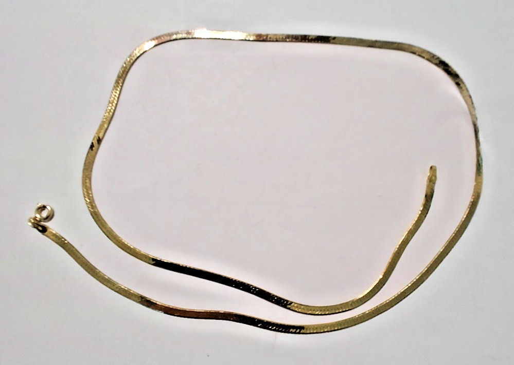 Danecraft Sterling Silver Gold-Plated Herringbone Chain Necklace 925 Italy 20”