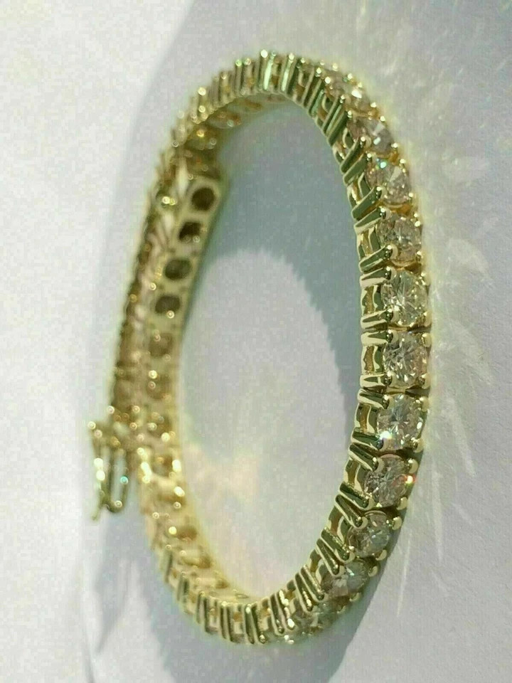 6Ct Round Cut Lab-Created Diamond Women’s Tennis Bracelet 14K Yellow Gold Plated