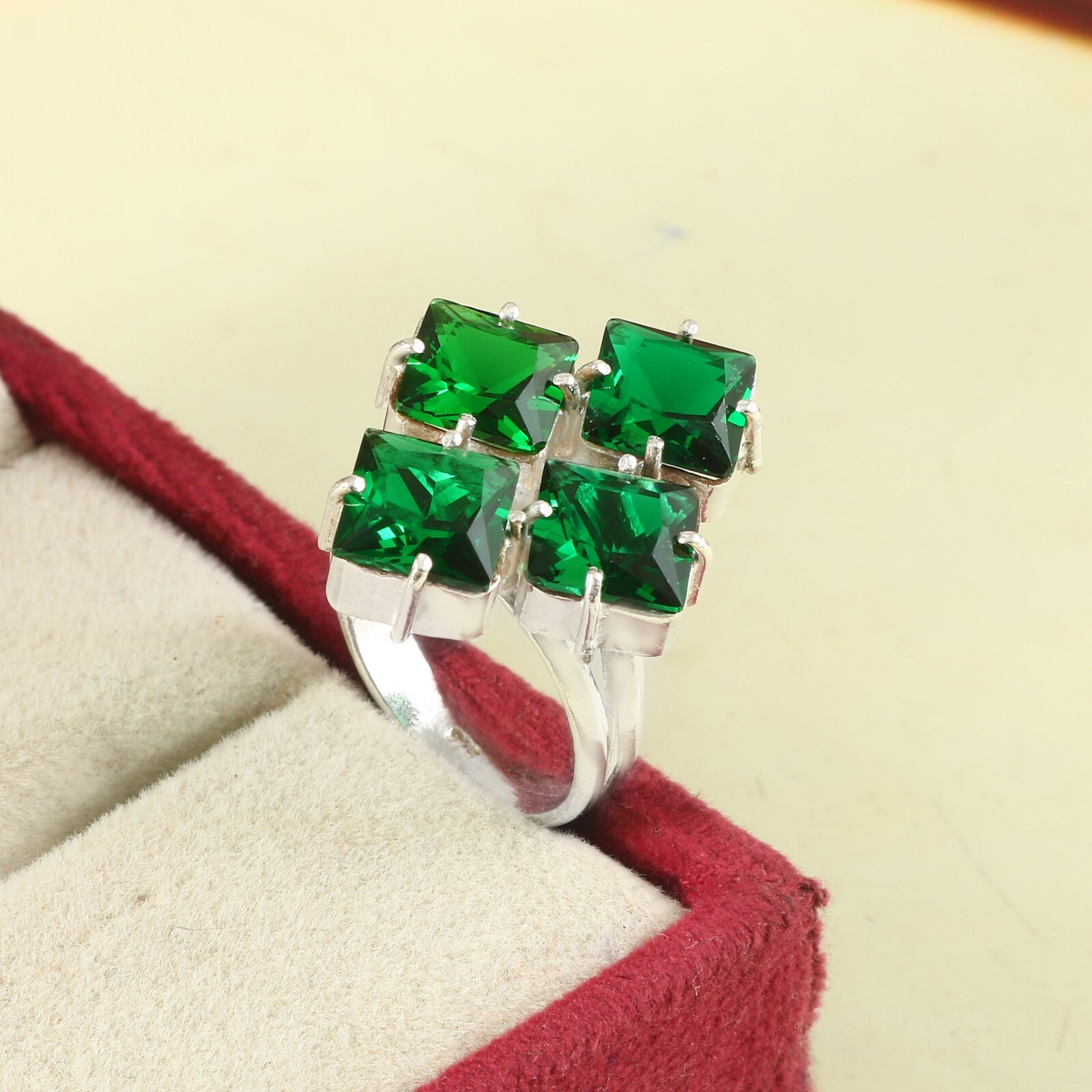 Chrome Diopside Quartz Gemstone Silver Plated Ring Jewelry All Size