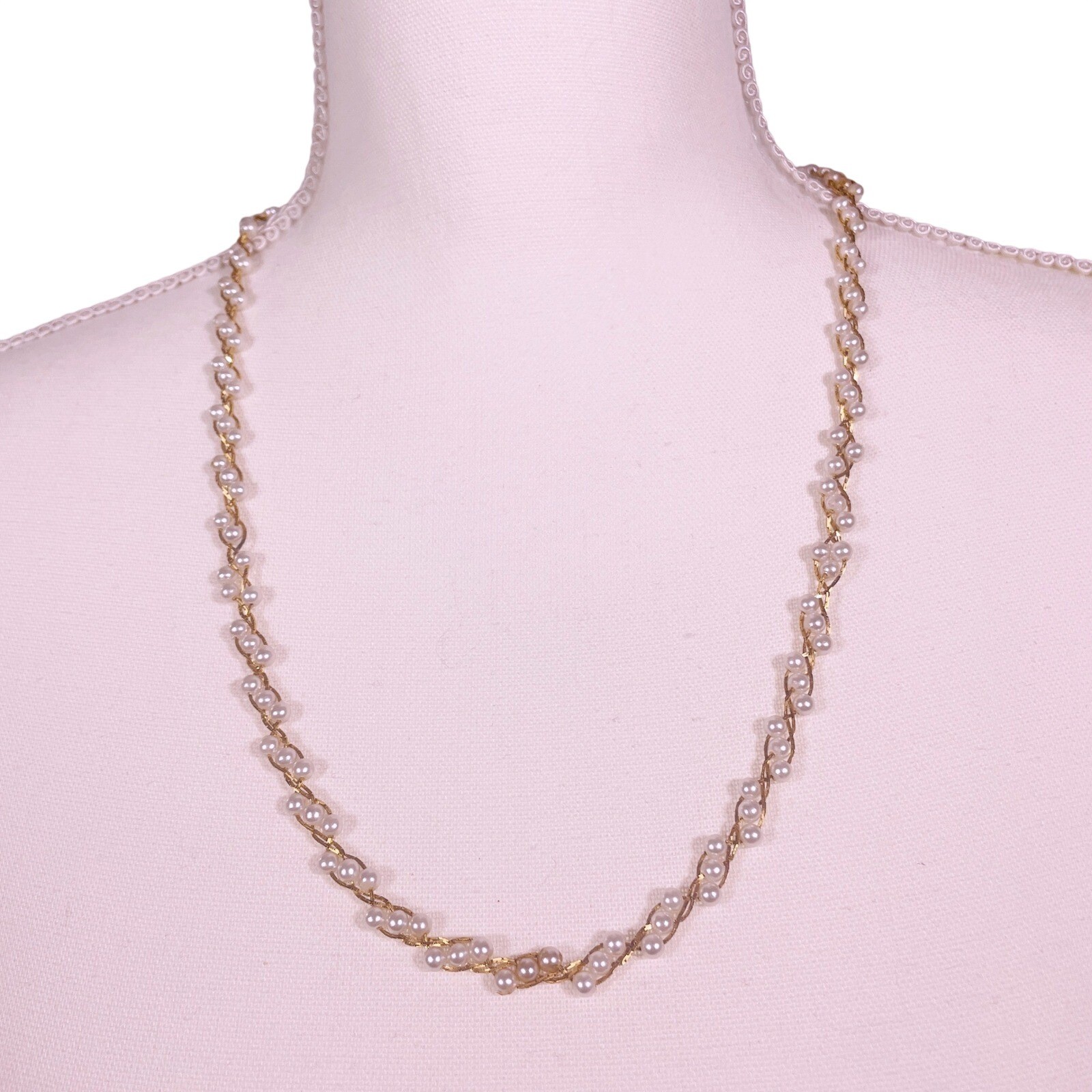 Napier Vtg Faux Pearl Necklace Twisted Chain Classic Elegant