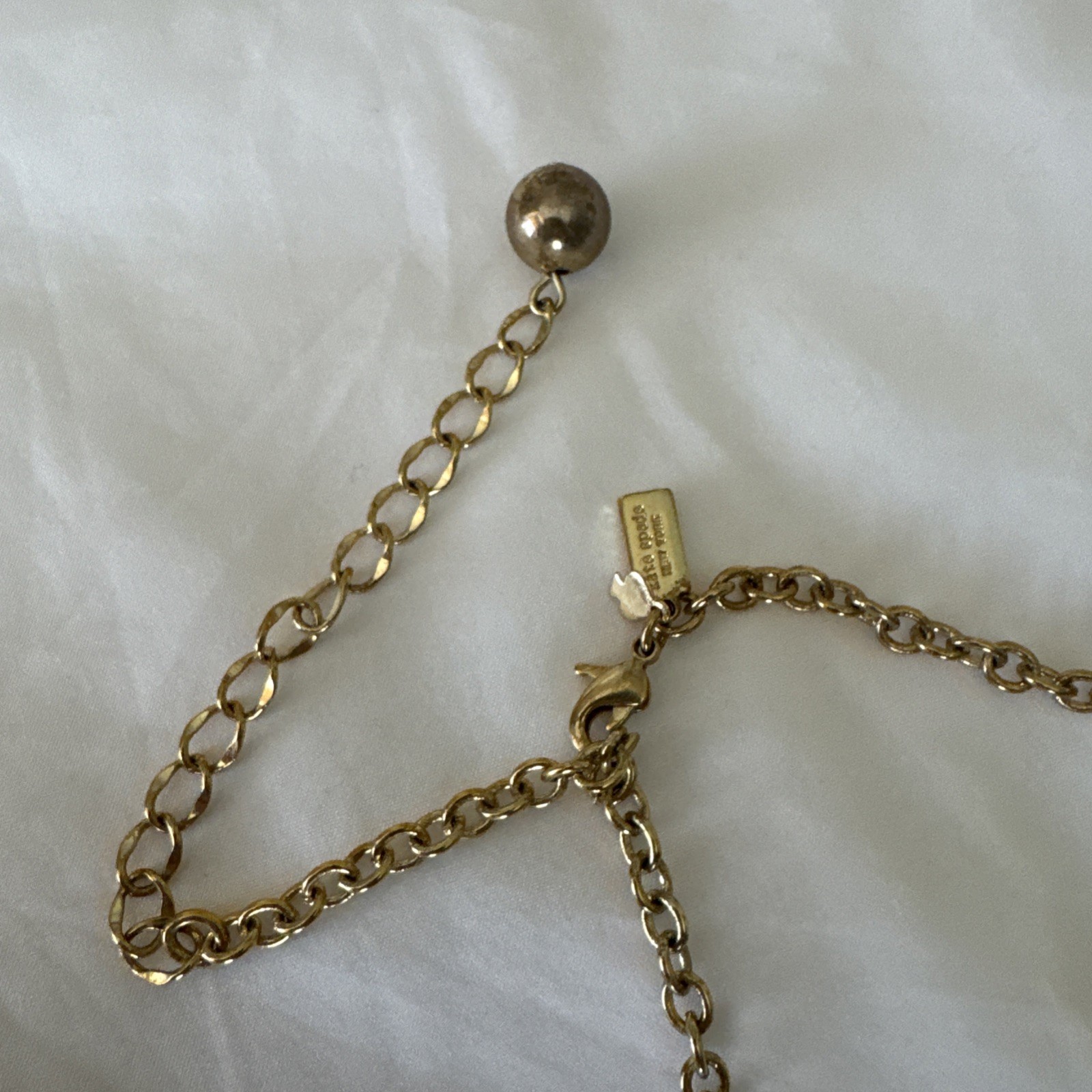 Kate Spade Cream/white Bib Necklace – Gold Tone W/White Enamel & Rhinestones