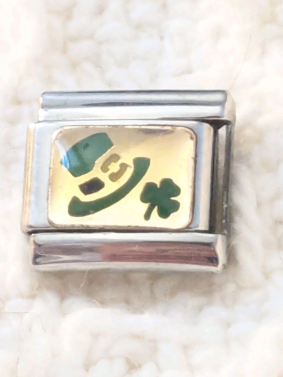 Authentic UD Unodomani Luck of Irish Hat Shamrock Italian Charm 9mm Link D263