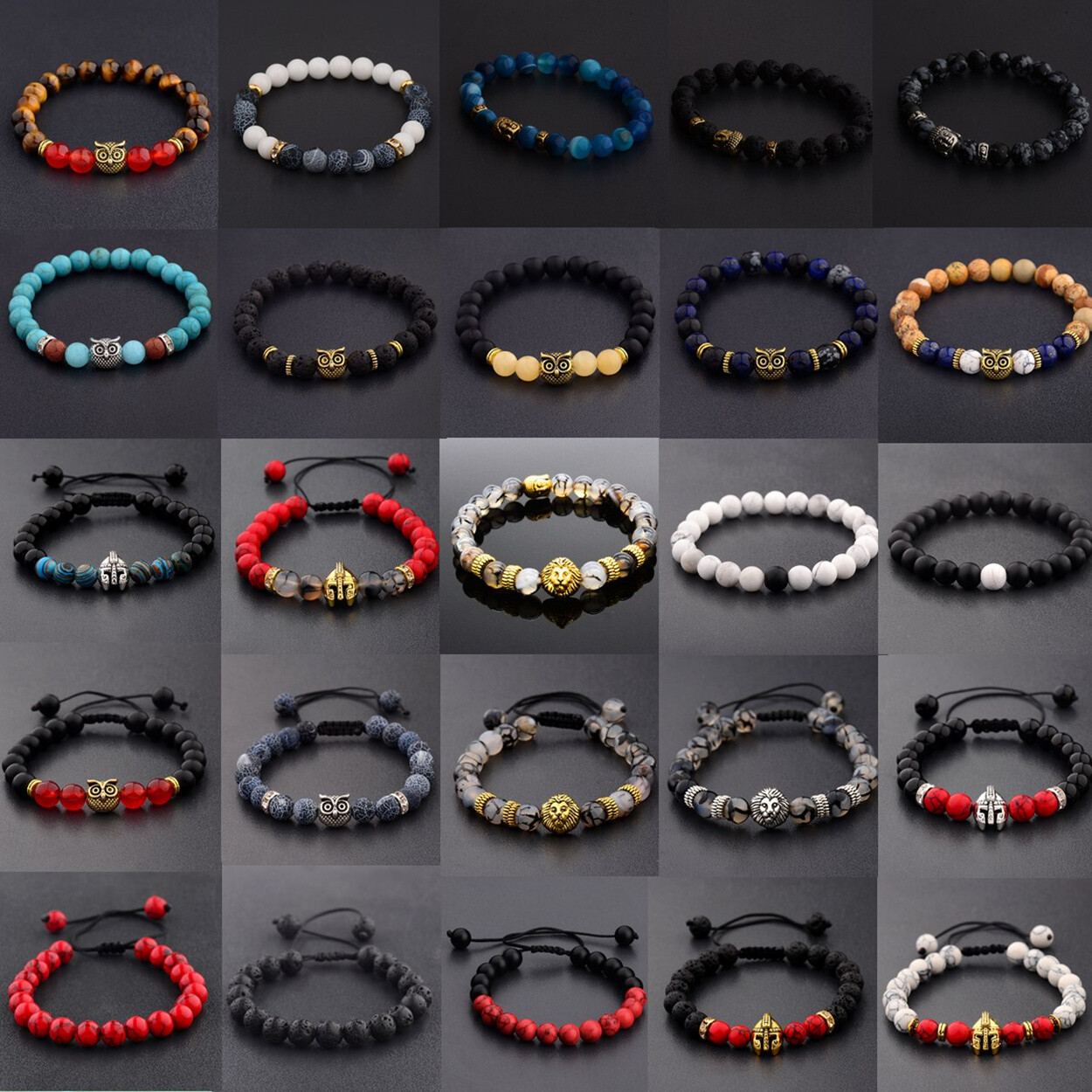 Wholesale Lots 30 Pcs Mixed Bracelets Natural Stone Stretch Women Men Bracelets