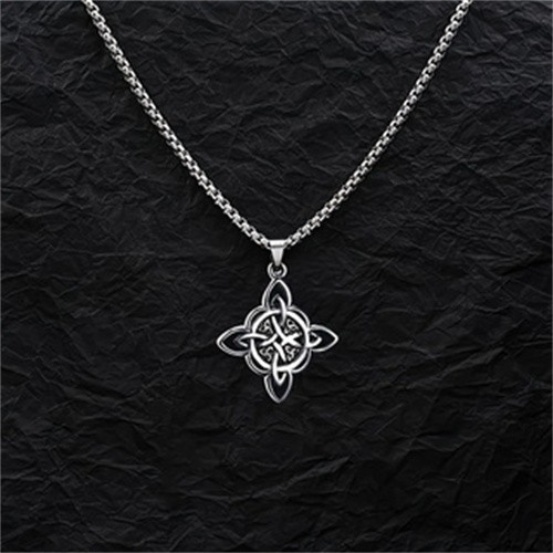 2Pcs New Silver Witch’s Irish Protection Triquetra Trinity Knot Pendant Necklace