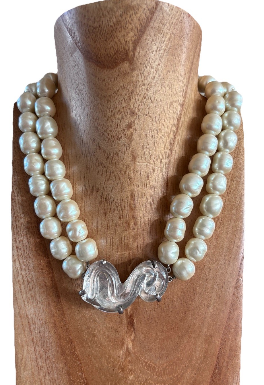 MARIQUITA MASTERSON 925 MOLTEN GLASS Centerpiece 2 Strand Glass Pearl NECKLACE