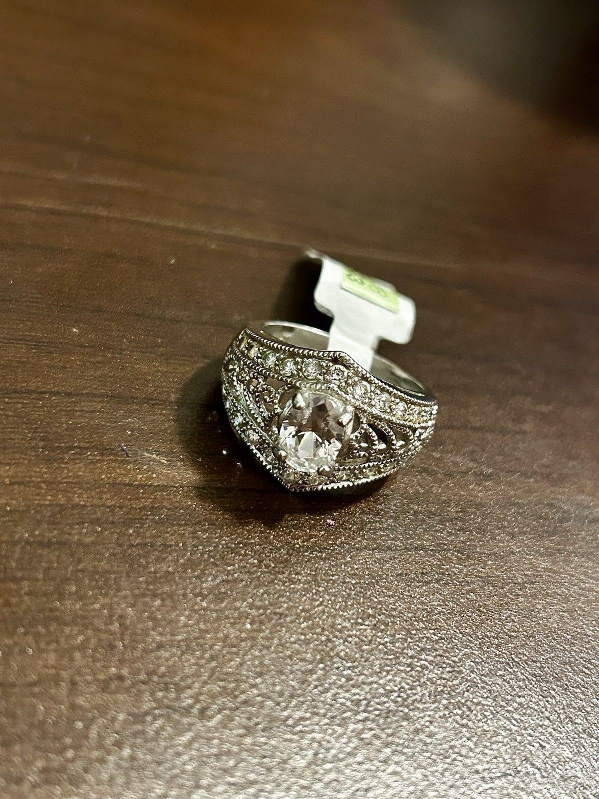 Avon Silver Tone Crystal Rhinestone Statement Ring Size 8 New With Tag