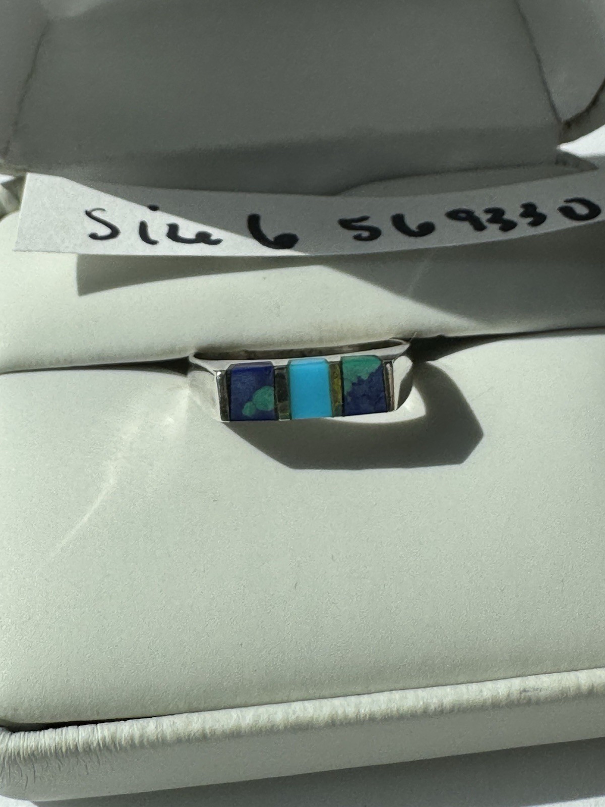 NIB .925 WOMEN’S STERLING SILVER Blue/ Green Azurite Stones RING SIZE 6 (#932)