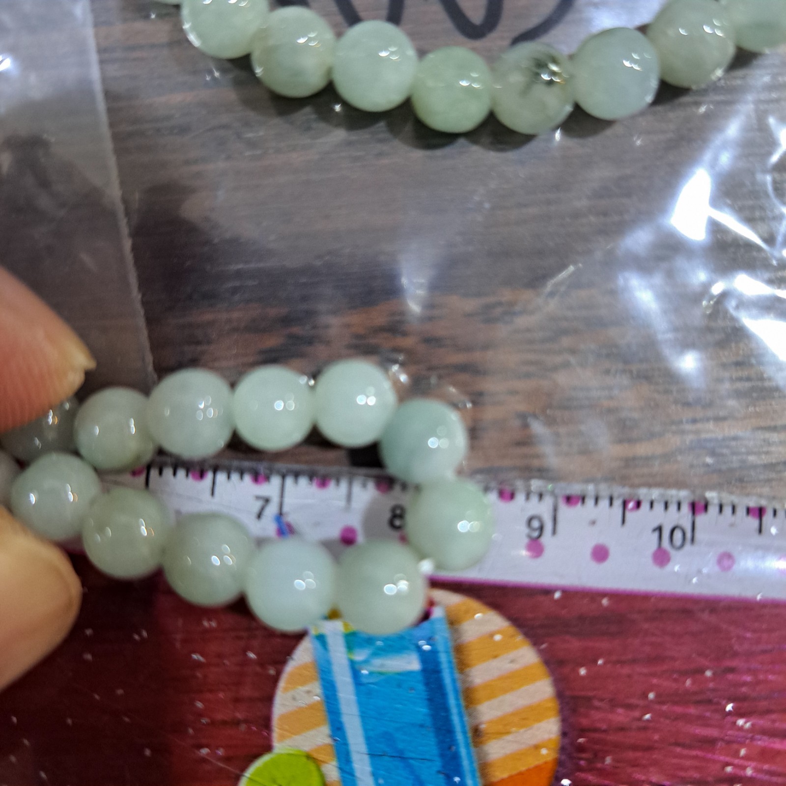 Lot 10 Jadeite Bracelet Burma Certificate Genuine Multicolor Bead 5 mm.16 cm.