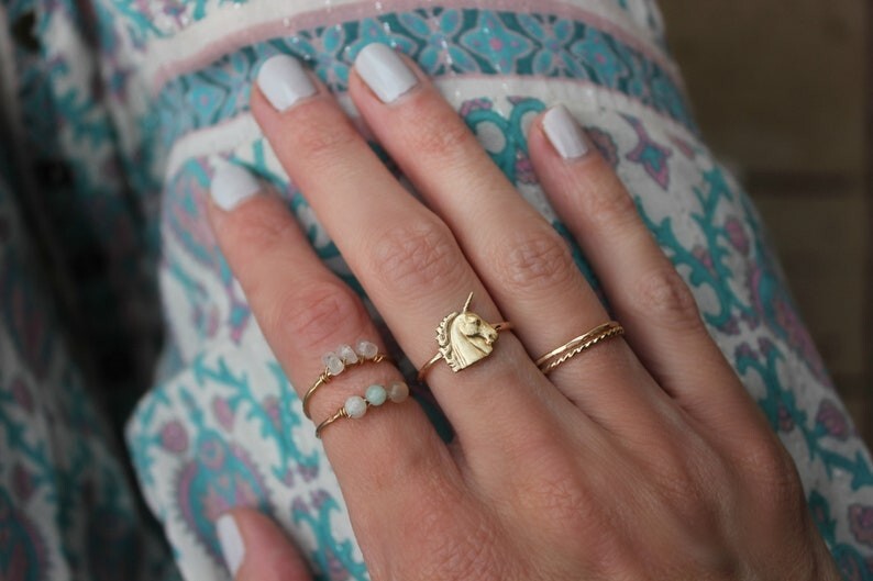 Handcrafted Unicorn Head Ring – Unique Gold Unicorn Design for Mythical Jewelry