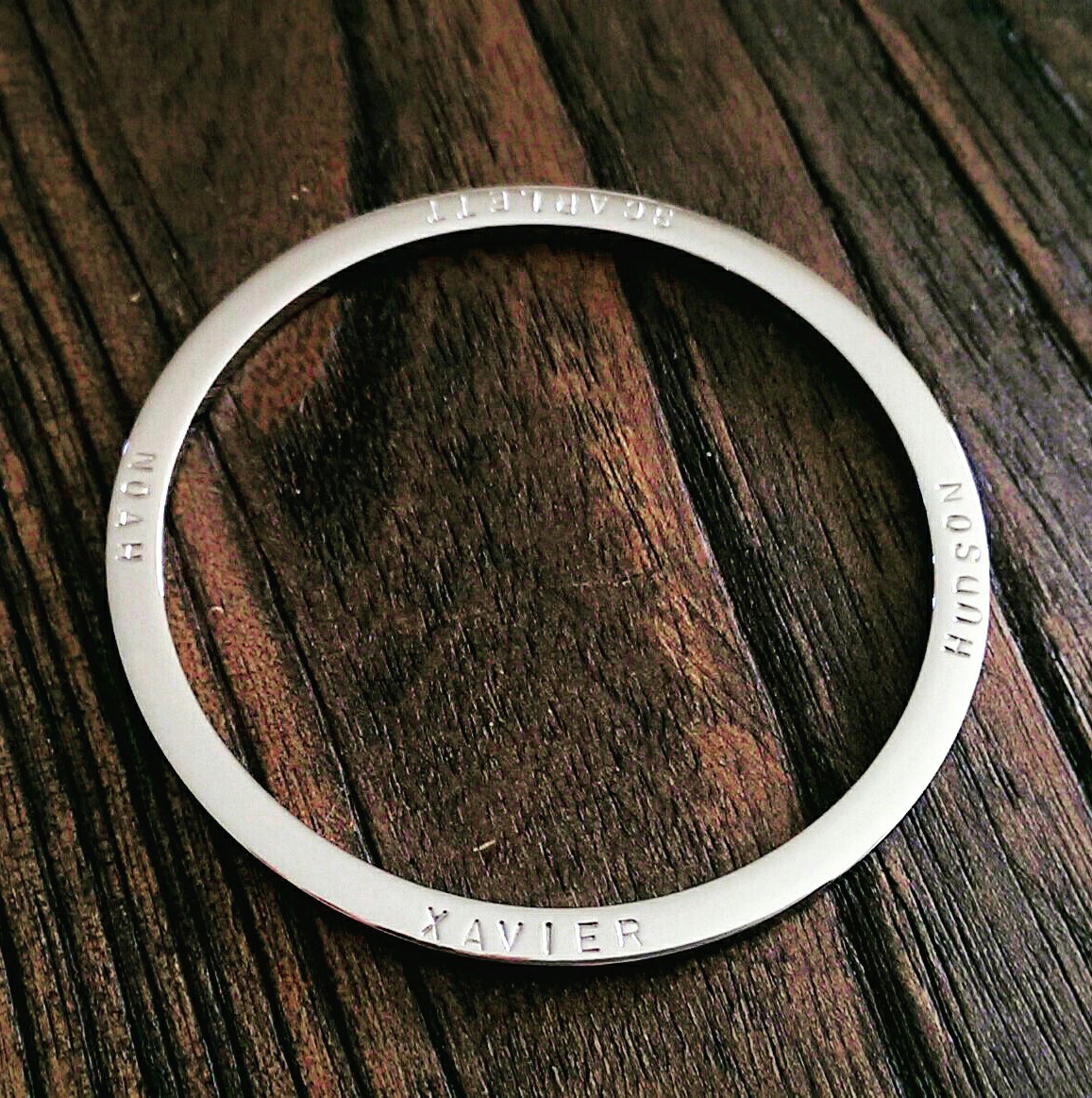 Stainless Steel Personalised Hand Stamped Bangle Silver, Gold, Rose Gold & Size
