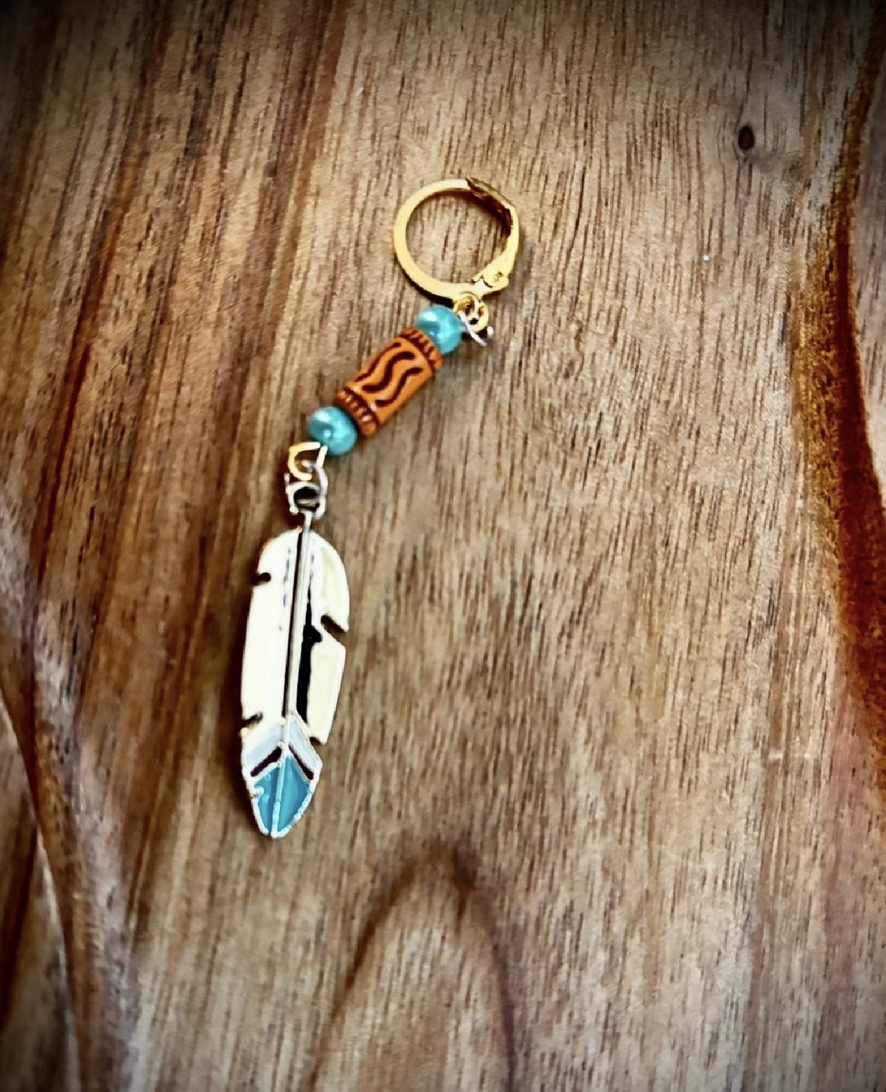 Bohemian Feather Dangle Drop Earrings Metal Hook Closure Gold Silver Blue