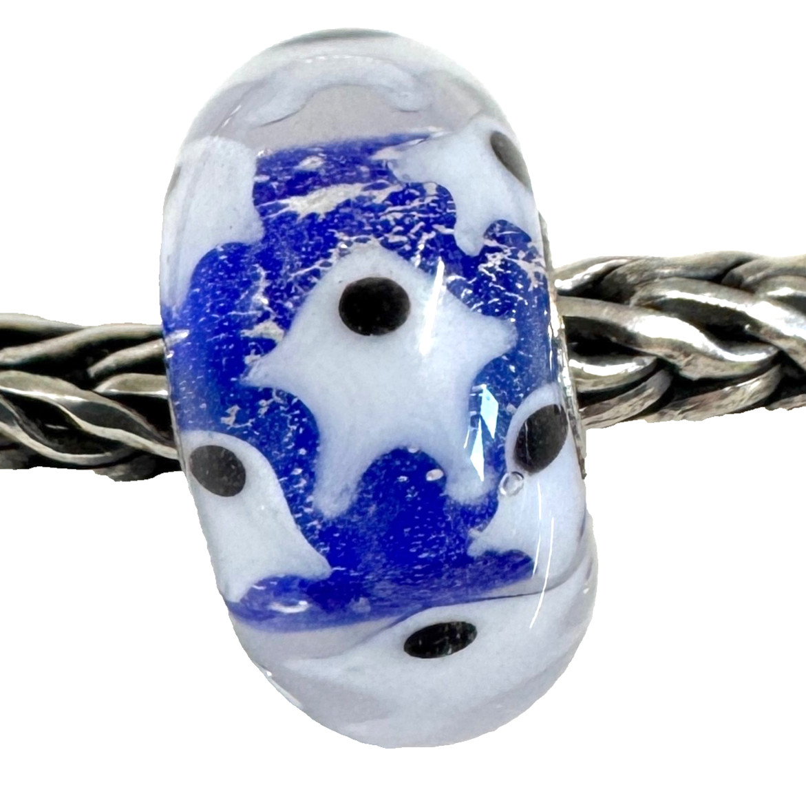 NEW💕Trollbeads UNIQUES Critters Beautiful Blue Cosmic Base with White Starfish
