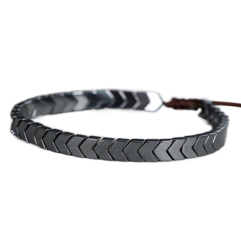 Natural Black Hematite Bracelet Magnetic Therapy Healing Energy Stone Men Women