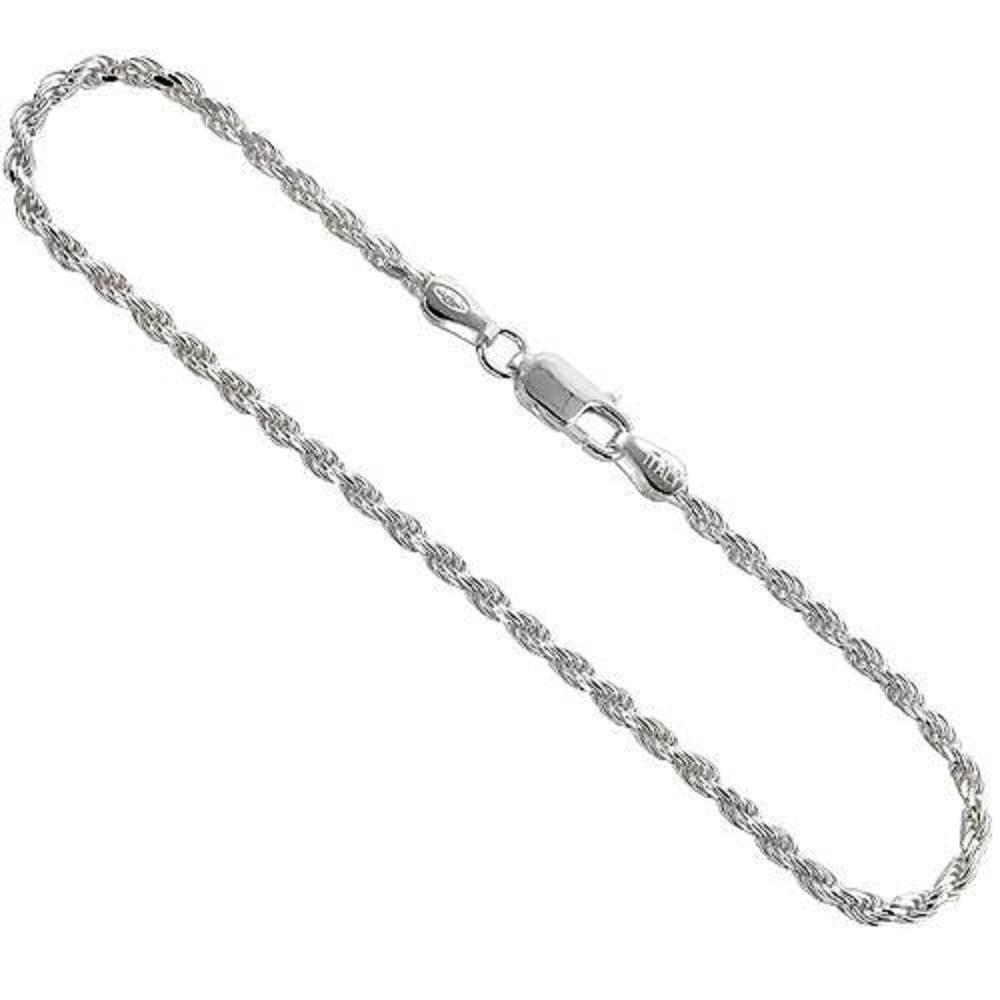Sterling Silver 2.5mm Diamond Cut Rope Chain Necklace or Bracelet, Made in Italy