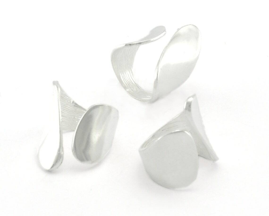 Adjustable Ring Shiny Silver Plated Brass 26mm (16.5mm 6US inner size) 746