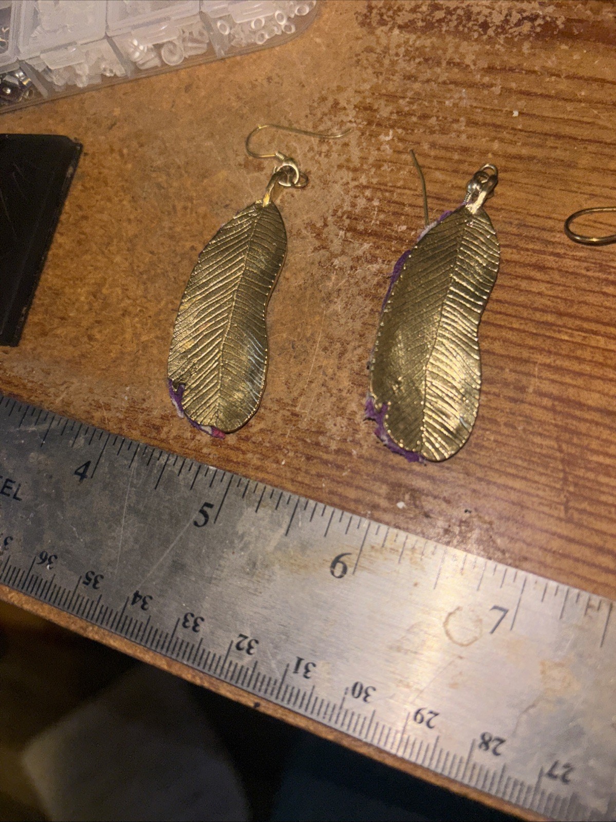 Cotton And Metal Feather Earrings