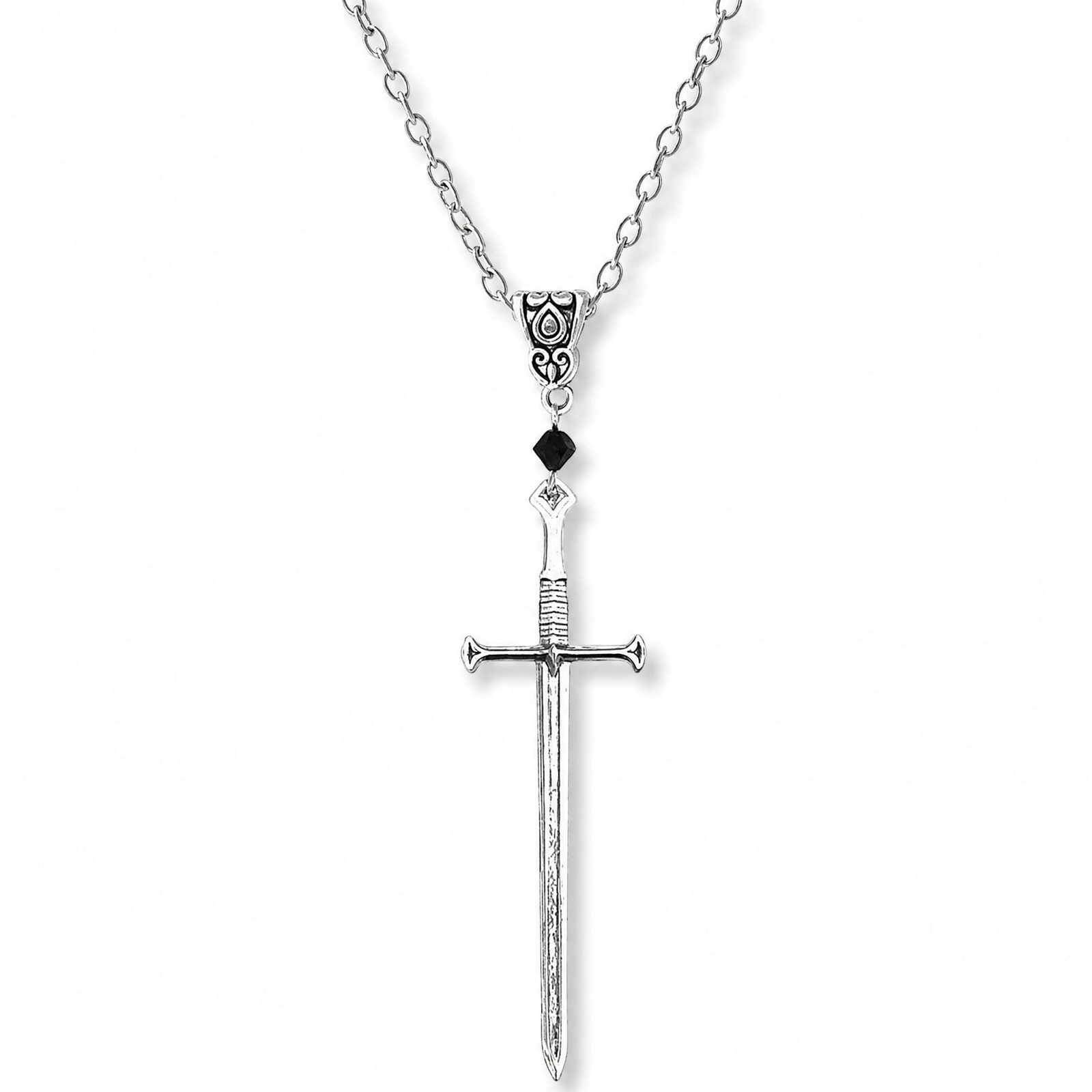 1 Piece Sword Necklace Silver-Toned Gothic Punk Retro-Inspired Dagger Pendant…