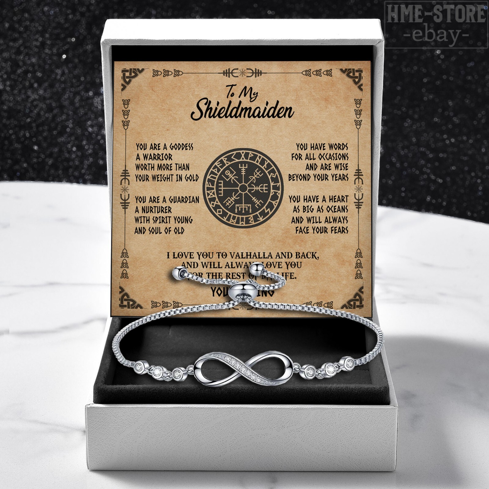 Shield-Maiden Infinity Bracelet for Viking Wife Women Norse Jewelry Always Love