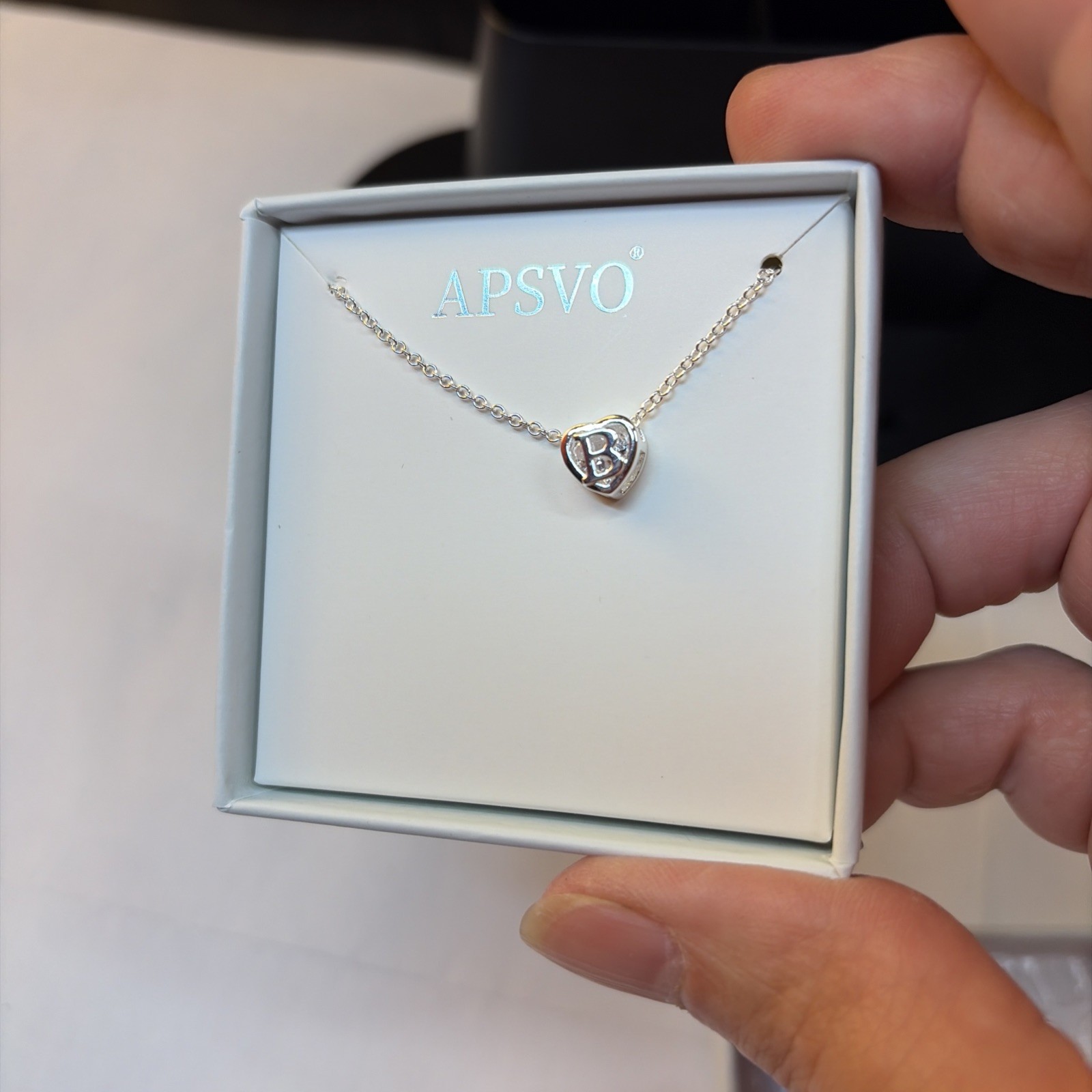 Apsvo Love Heart Initial Necklaces for Women CZ S925