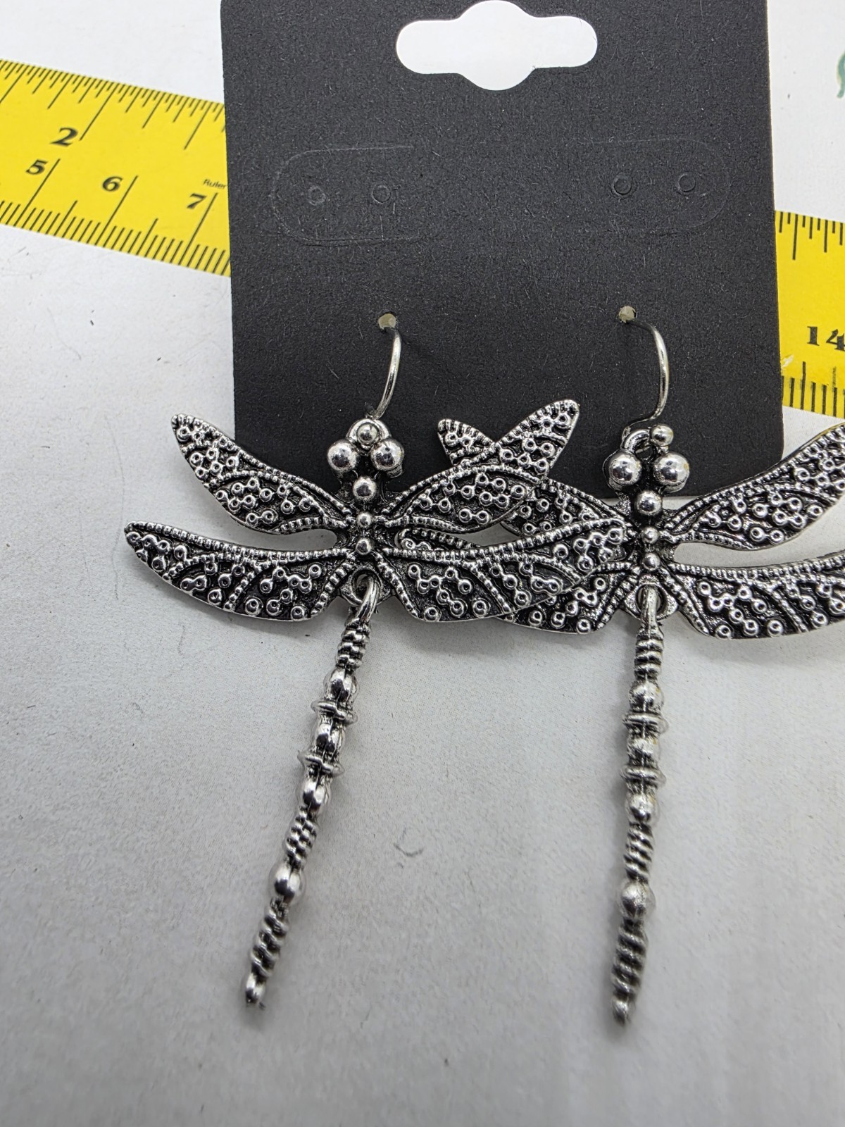 Vintage Dragonfly Design Carved Pattern Dangle Earrings Retro Bohemian Style 2″