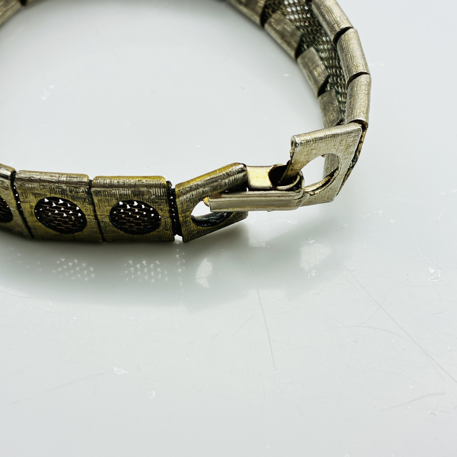 Chain Bracelets Lot of 2 Silver Tone Bike Chain and Mesh Panel Unisex Biker