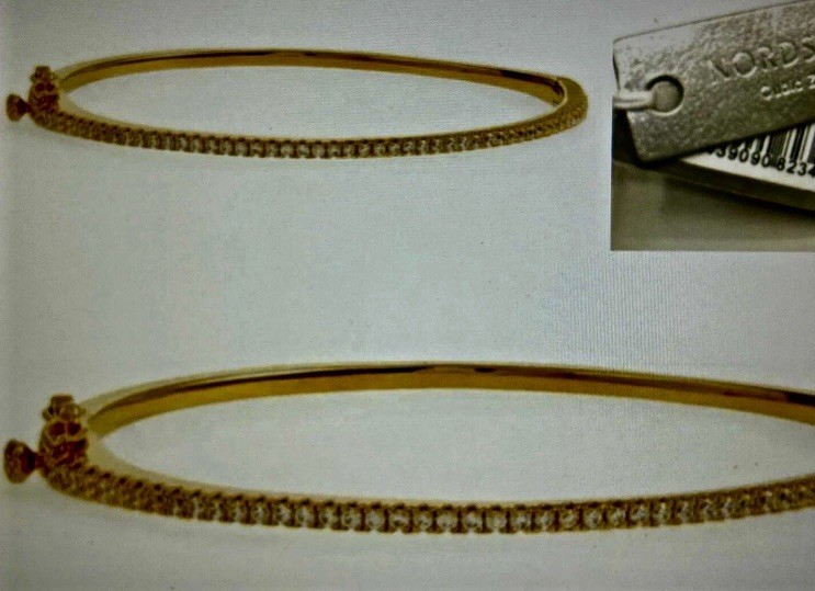 New with Tag Nordstrom CZ Bangle Bracelet Gold Overlay 2mm Oval 7″ $59 Retail