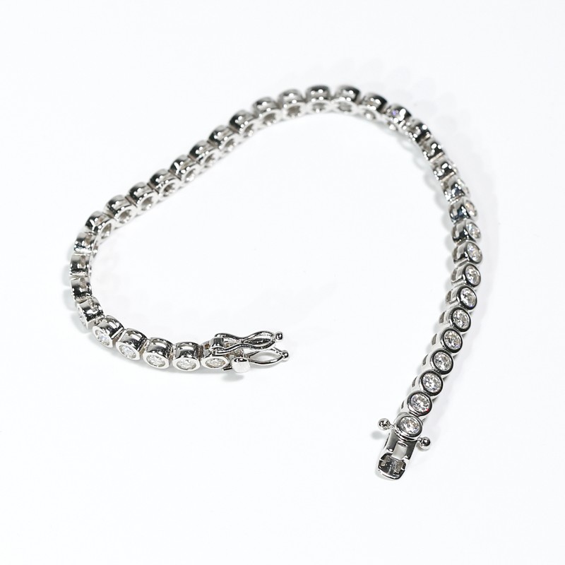 Full Moissanite S925 Sterling Silver Bubble D Color Tennis Bracelet Fine Jewelry