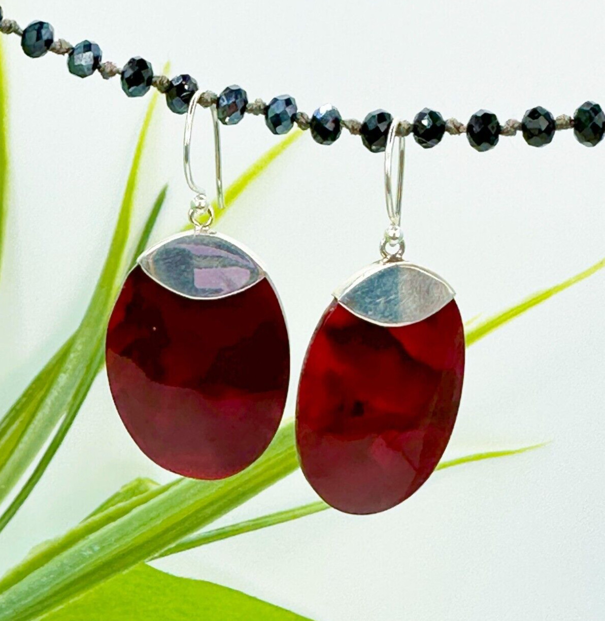 Red Oval Abalone Paua Shell Handmade 925 Sterling Silver Earring NEW DESIGN!