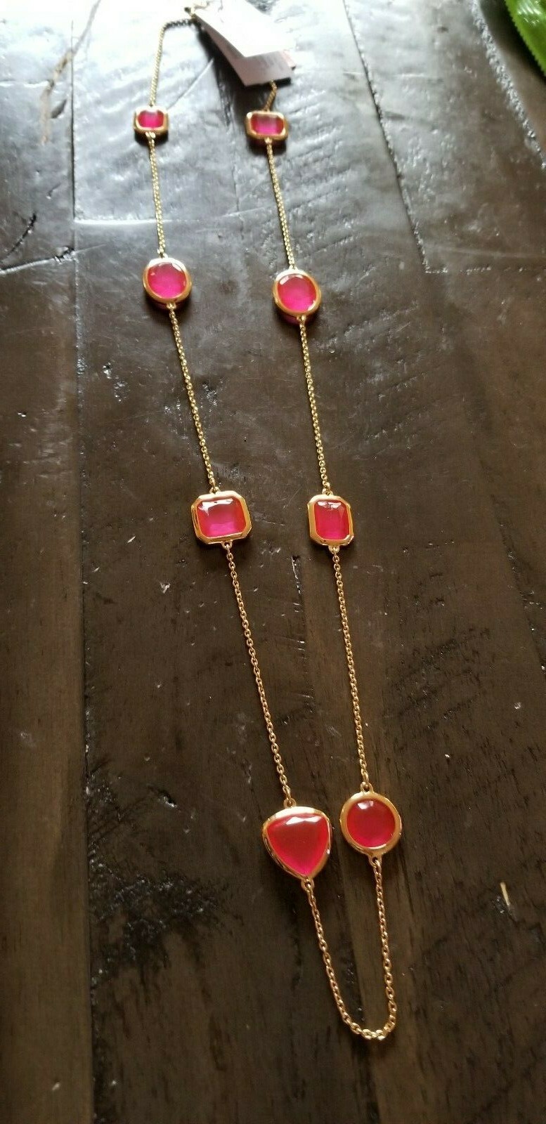 NEW Kate Spade Vegas Jewels Scatter Necklace Cabaret Pink 12K Gold Plated