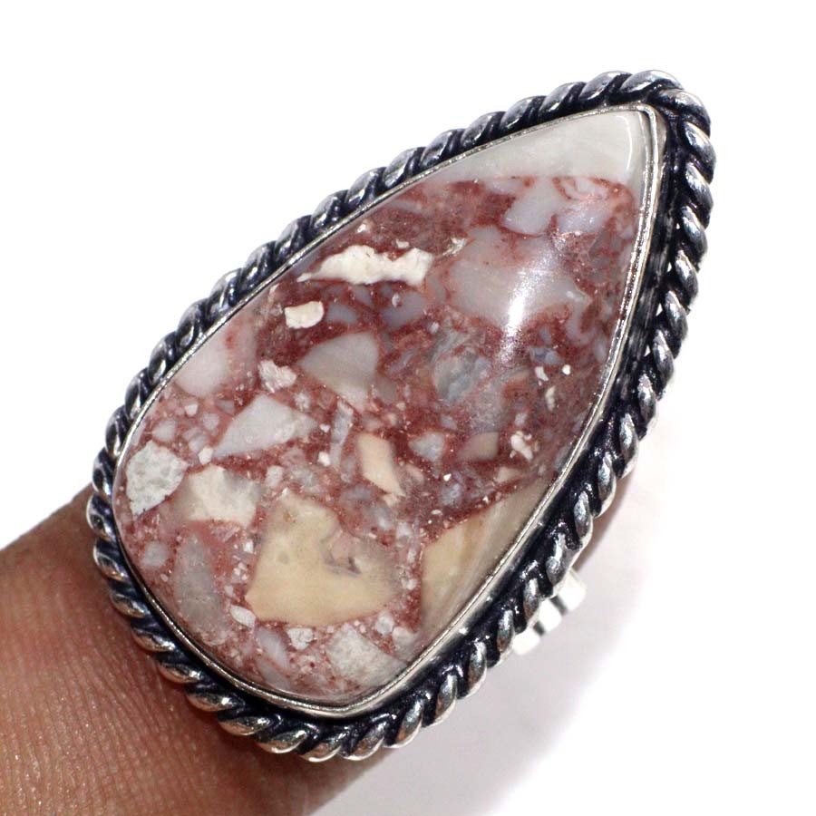 Marble Jasper 925 Silver Plated Gemstone Handmade Ring US 5.5 Superb Gift GW