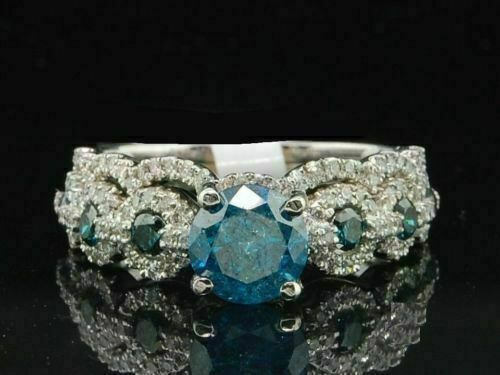 2Ct Simulated Diamond Engagement & Wedding Ring 14K White Gold Plated Silver