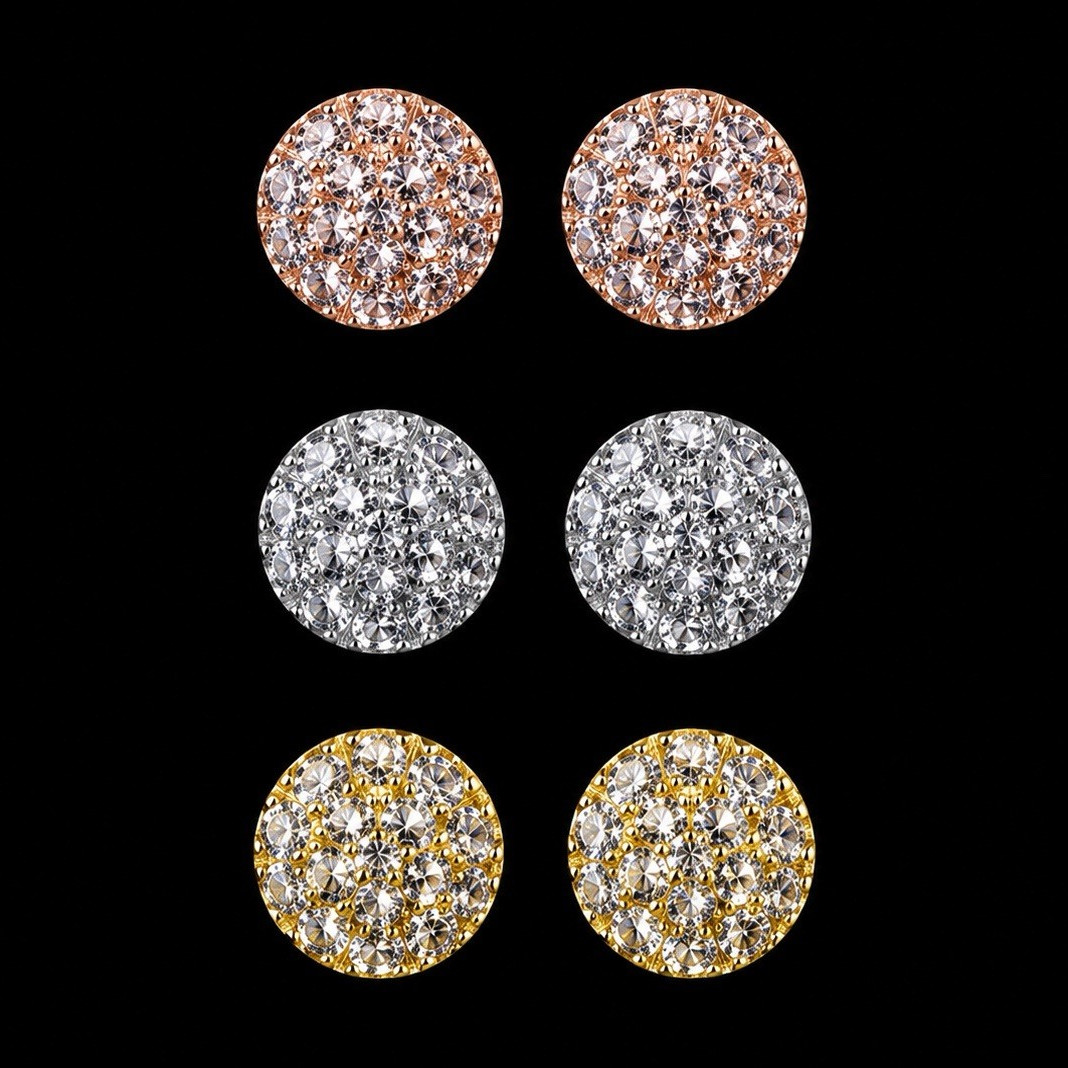 Moissanite (diamond tester pass) Stud Earrings Set 3 Pairs Multicolor