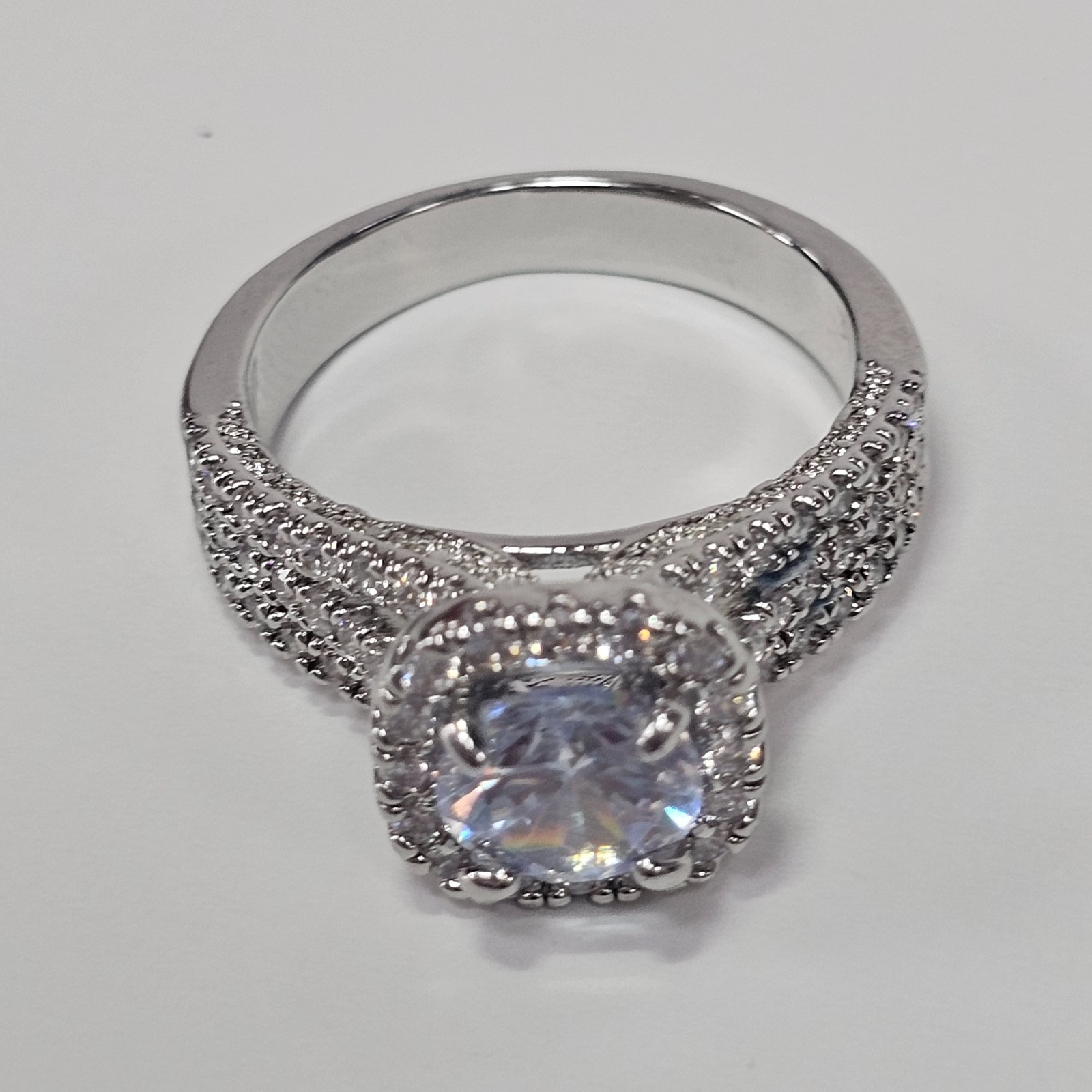 925 Sterling Silver Halo CZ Engagement Ring Cushion Cut Women Size 9