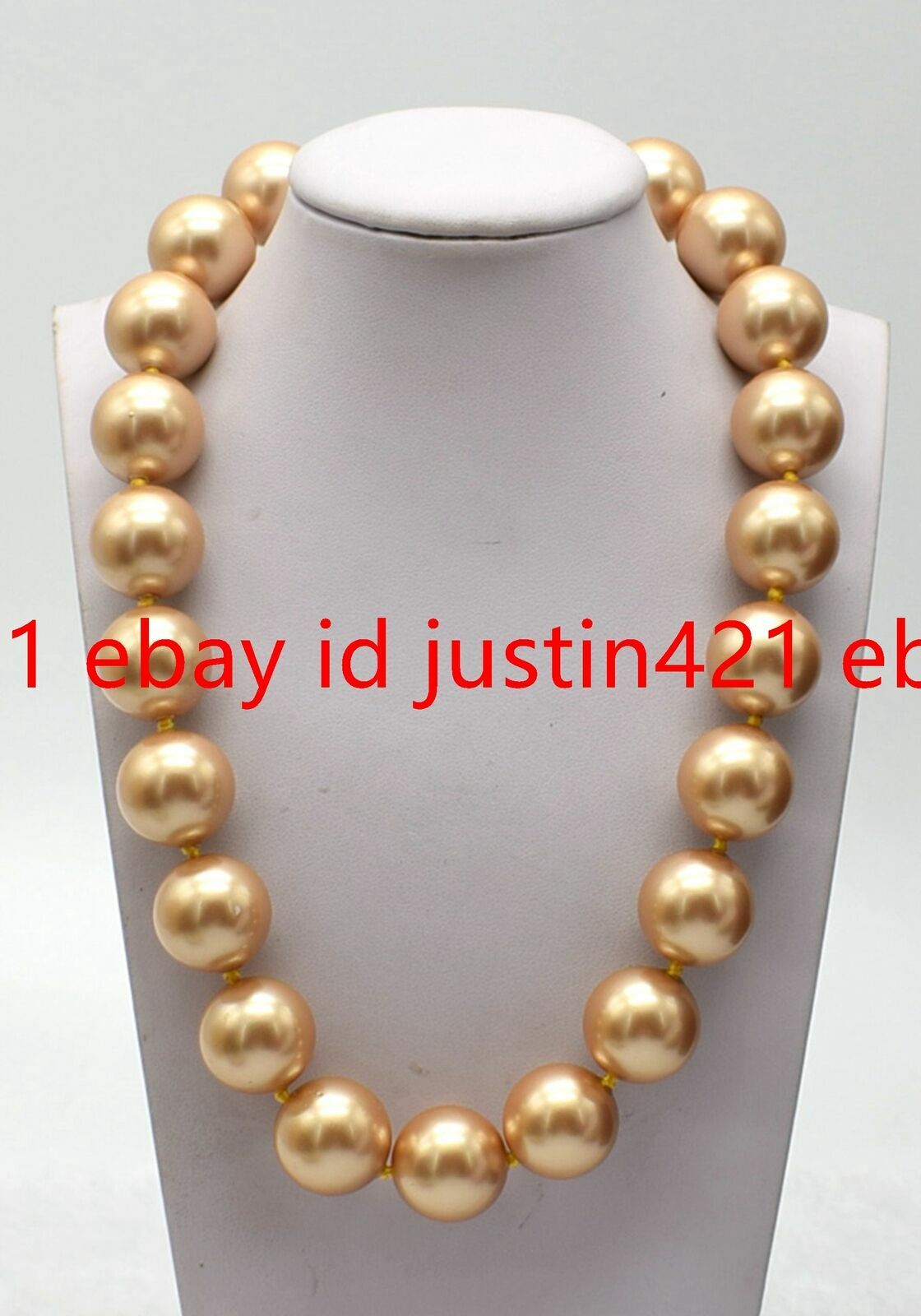 Huge 18mm Natural Gold South Sea Shell Pearl Round Beads Necklace 16-36″ AAA