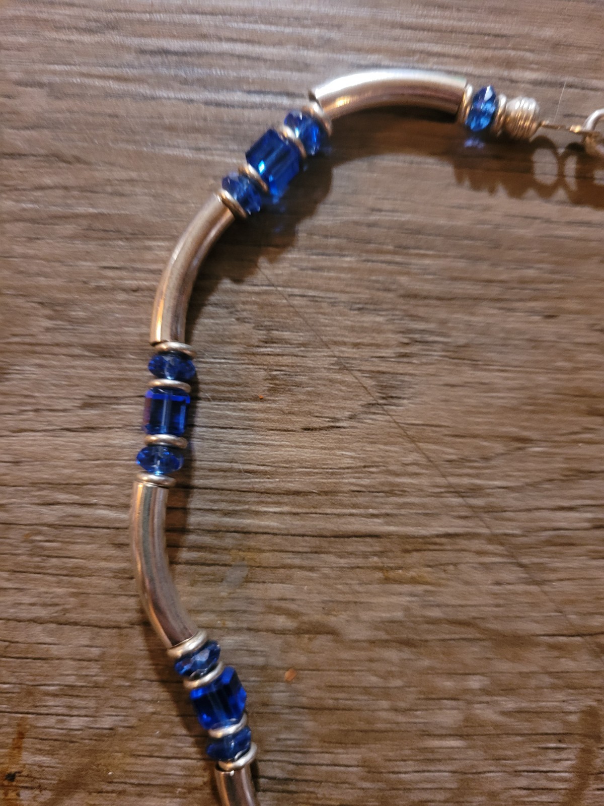 Silver Tone Blue Crystal Pendant Necklace Unisex Men’s Women’s Fashion Jewelry