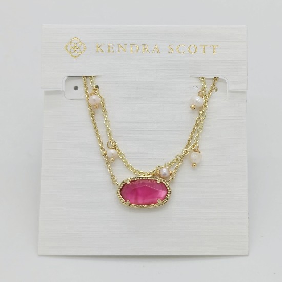 Kendra Scott Elisa Gold Pearl Multi Strand Pendant Necklace In Azalea Illusion